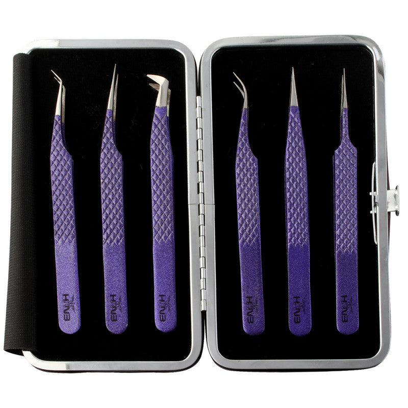 HNB Purple Eyelash Extension Tweezer Set